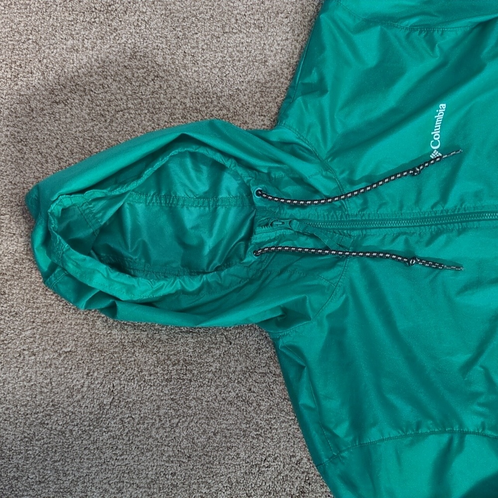 Women's Columbia Sandy Sail teal color block windbreaker - Picture 4 of 7